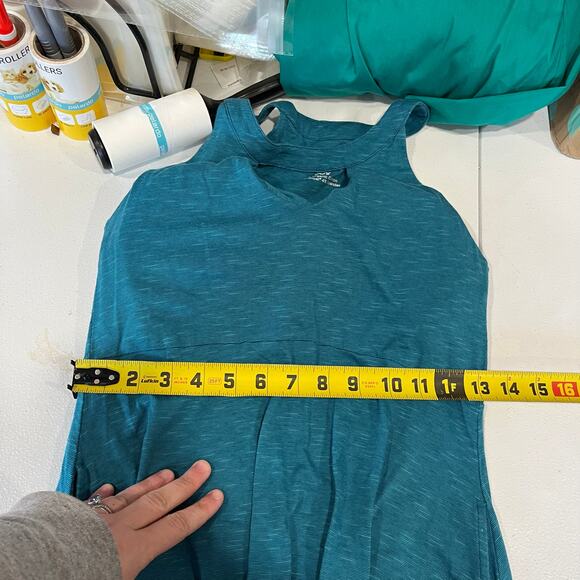 Toad & Co Teal Avalon Tank Stretch Jersey Fit & Flare Sundress Pockets Small - Picture 9 of 10